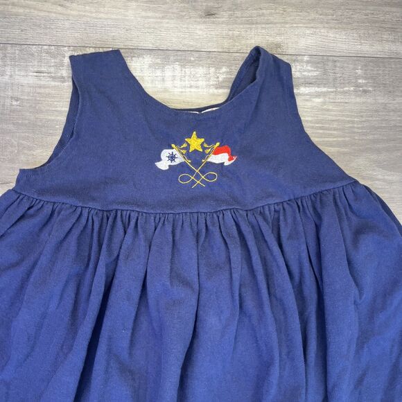 Heartfelt Little Girls 5 Navy Nautical Flags Star Dress 90s Vintage Tank Top - Picture 2 of 10